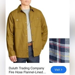 Duluth Trading Co firehouse flannel lined flex Men's Mustard Shirt Jacket NWOT